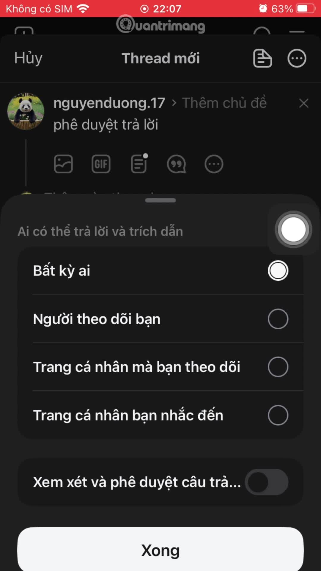 Cách chặn spam trả lời trên Threads