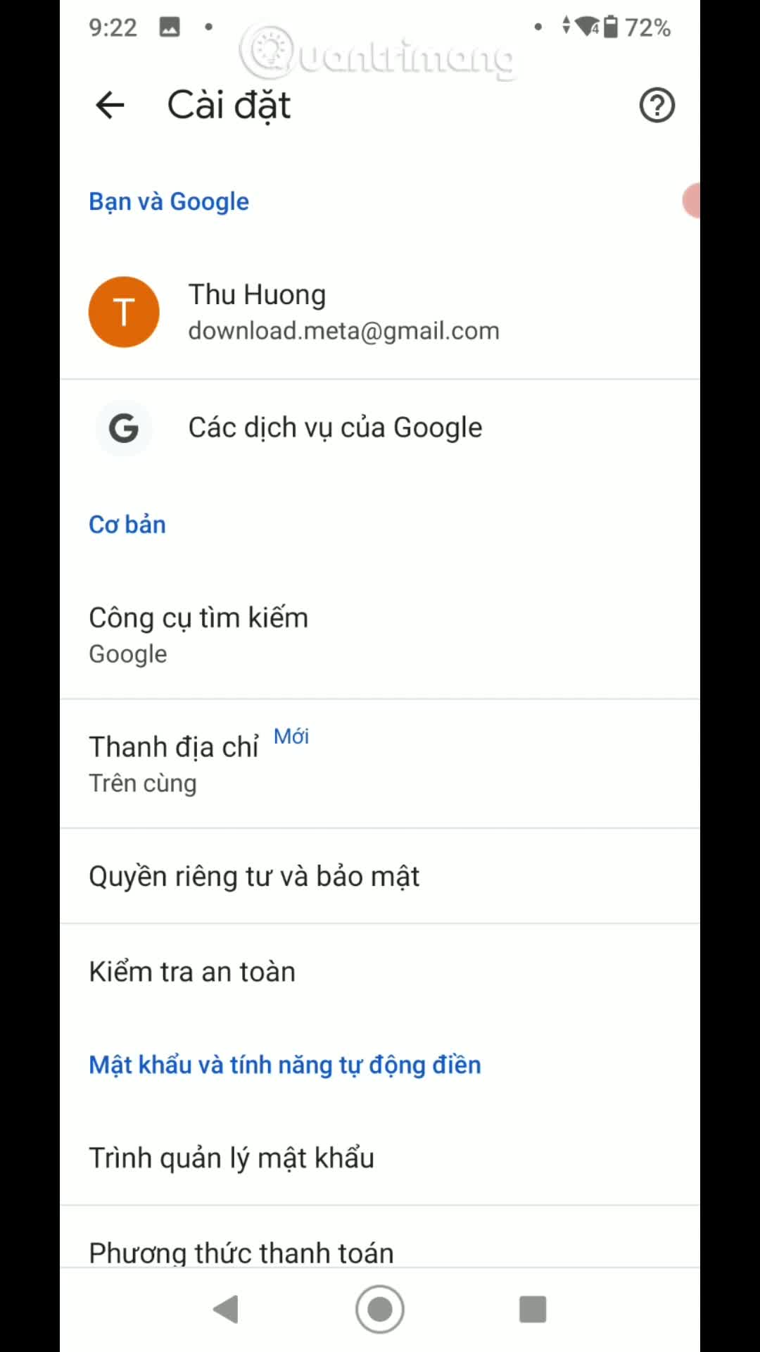 Cách quản lý đồng bộ hóa Chrome trên di động