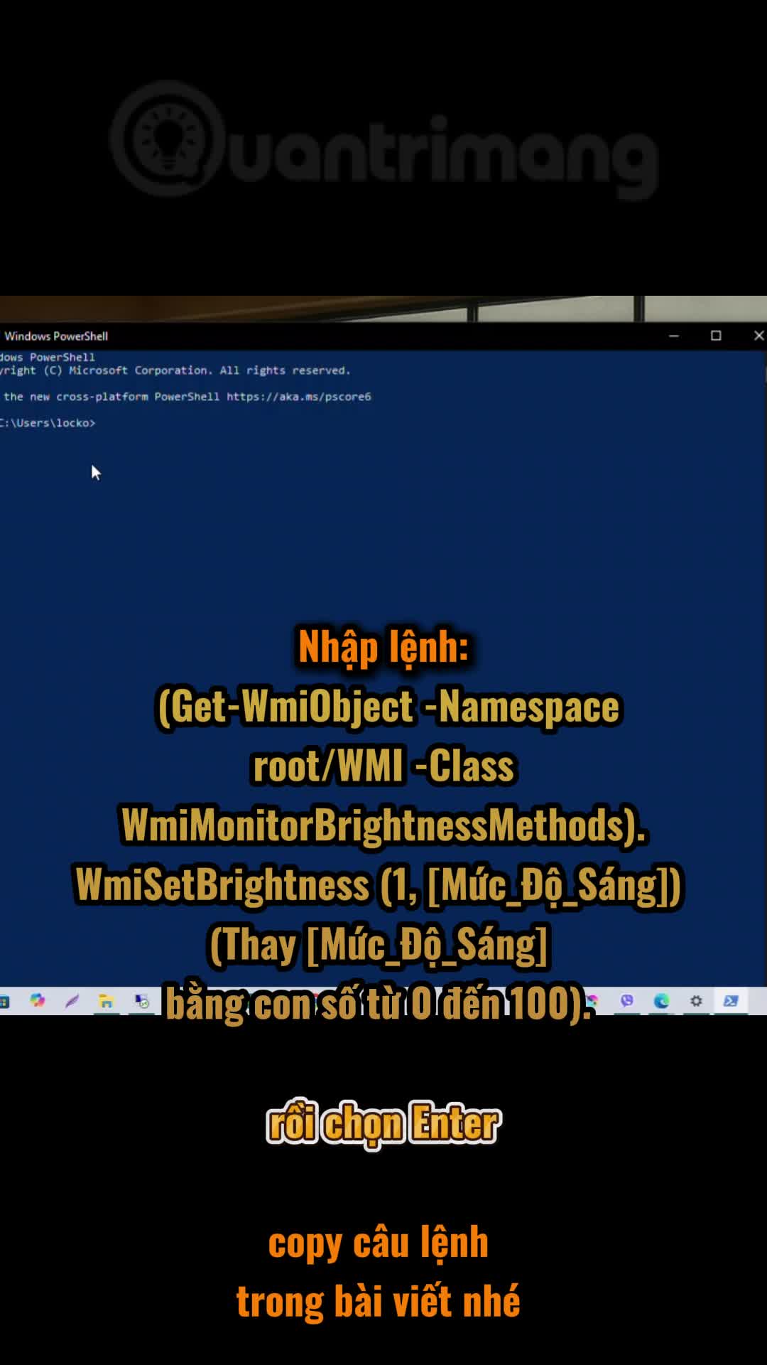 Điều khiển độ sáng màn hình bằng bằng dòng lệnh PowerShell