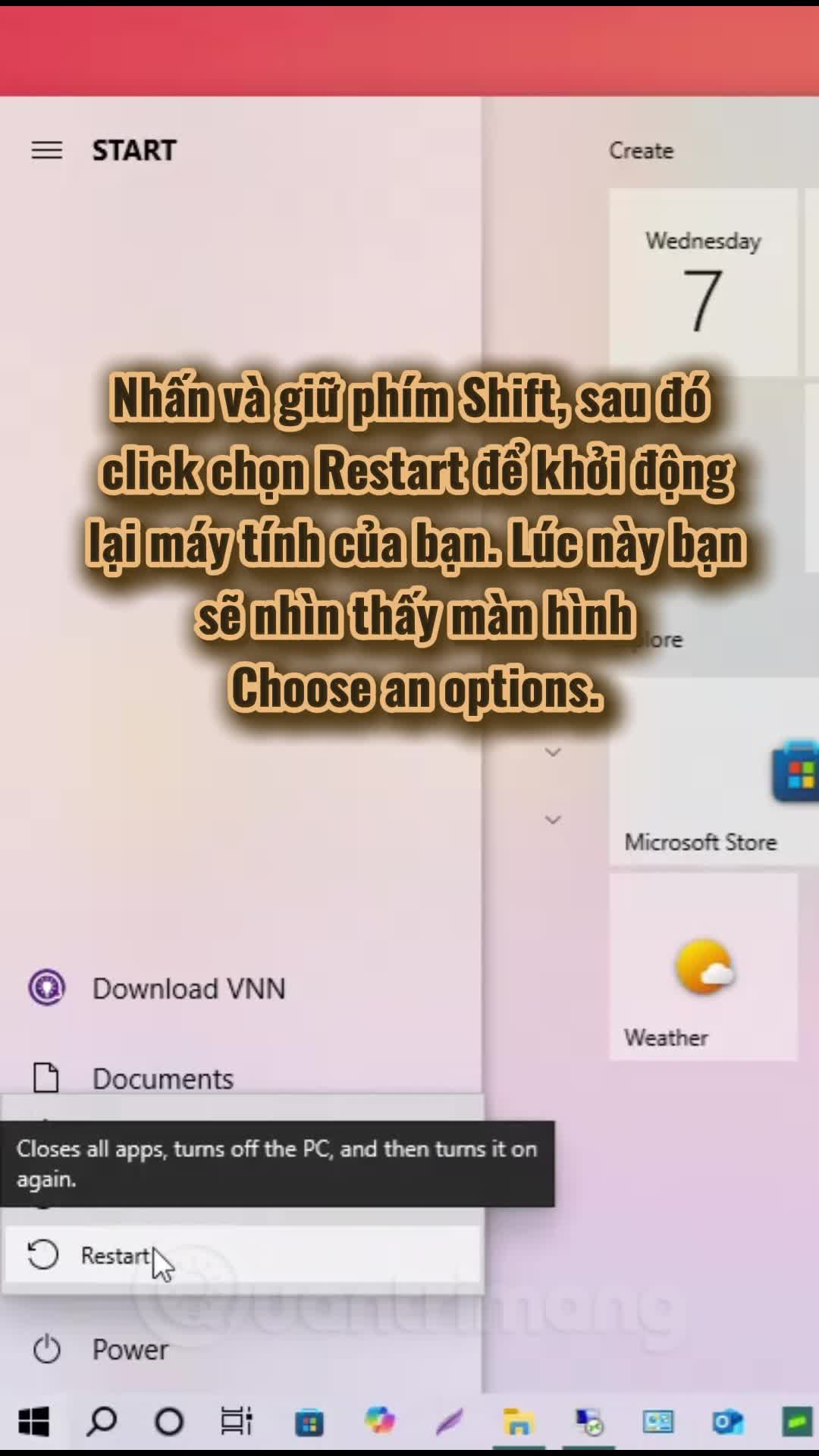 Cách chạy Advanced Startup Options từ Desktop Windows 10