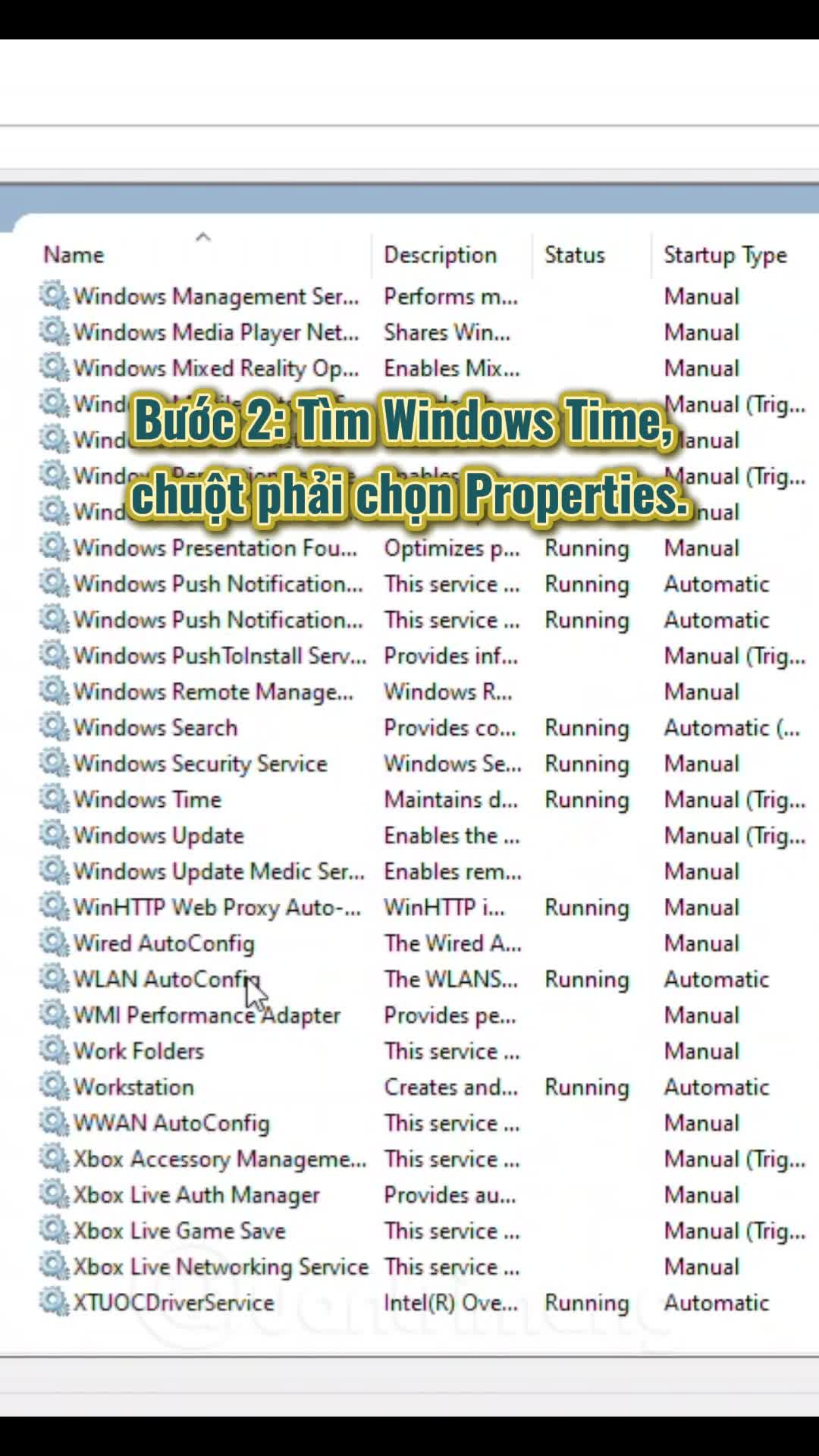 Cách kiểm tra Service Windows Time xem ngày giờ có tự động chạy không