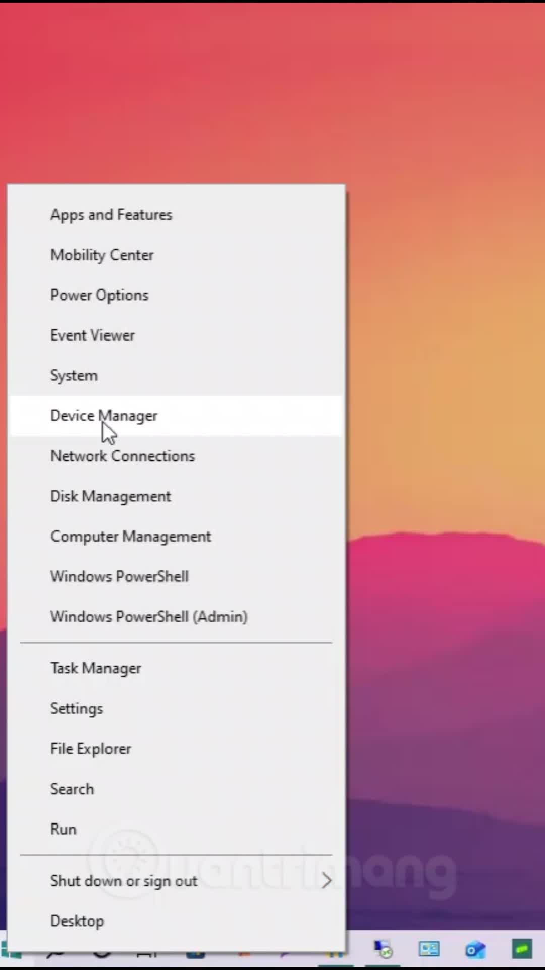 Chạy Device Manager bằng Power User Menu (Start)