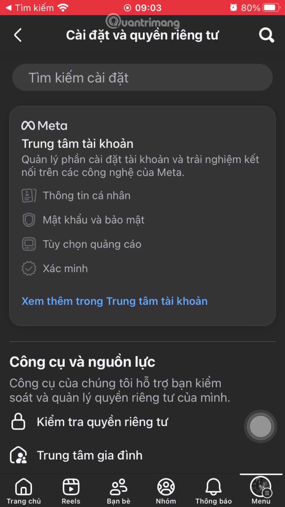 Cách chặn tìm kiếm Facebook qua số điện thoại