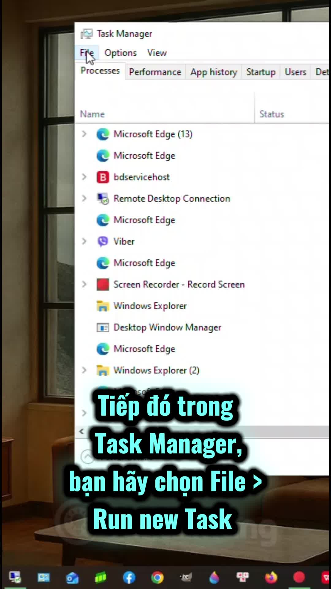 Sử dụng Task Manager để khởi chạy Device Manager trên Windows 10