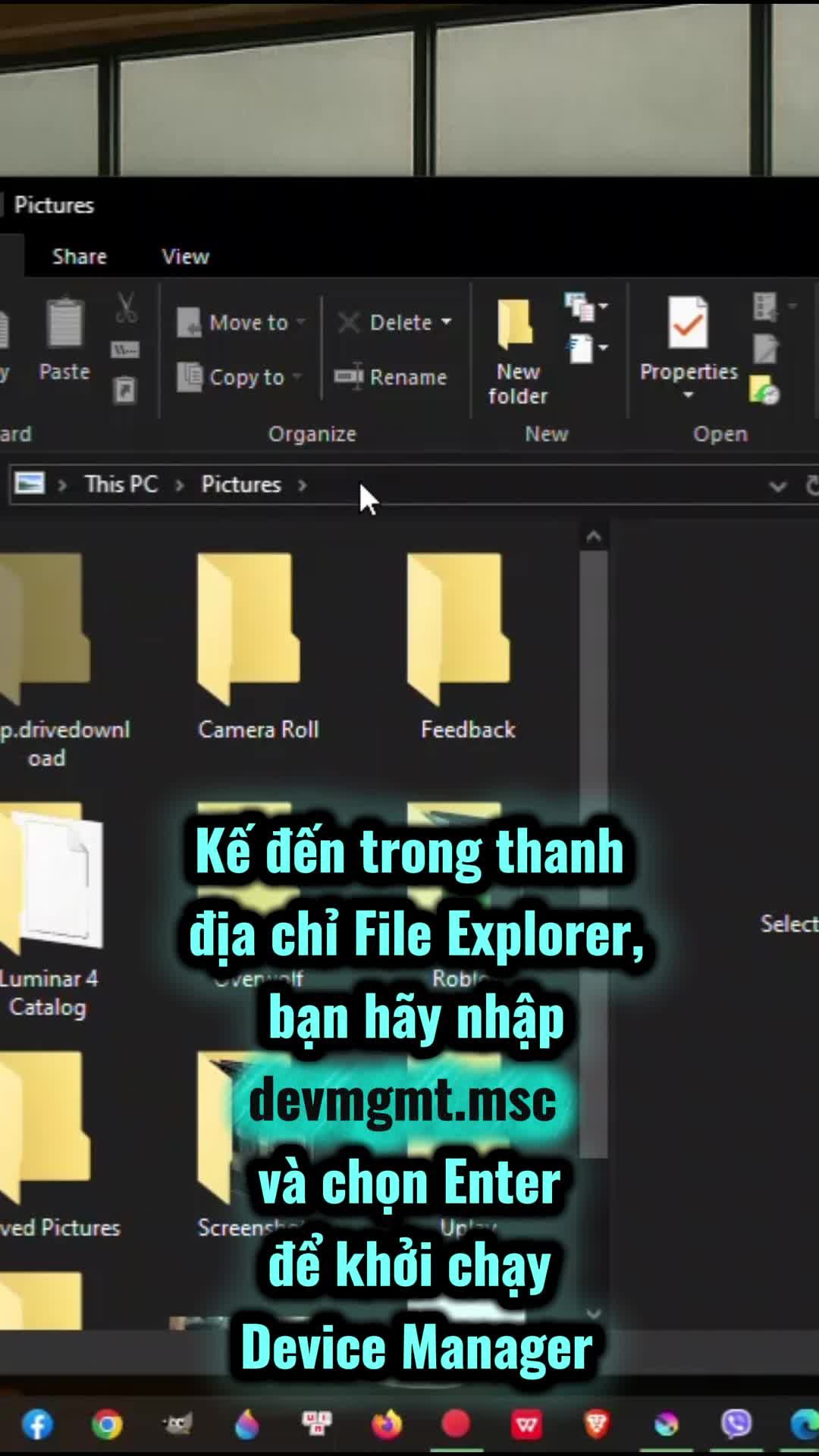 Sử dụng thanh địa chỉ của File Explorer để chạy Device Manager trên Windows 10