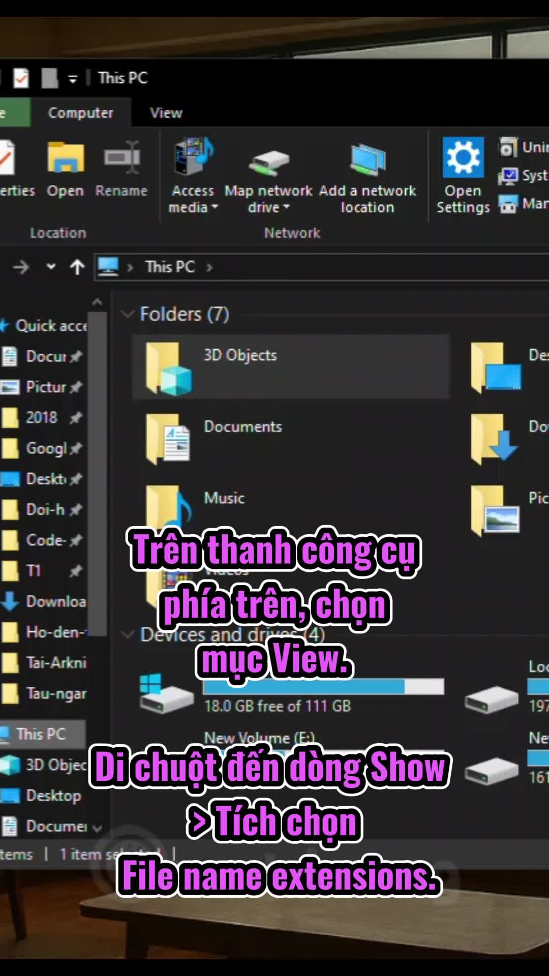 Cách hiển thị phần mở rộng file bằng File Explorer trên Windows 10
