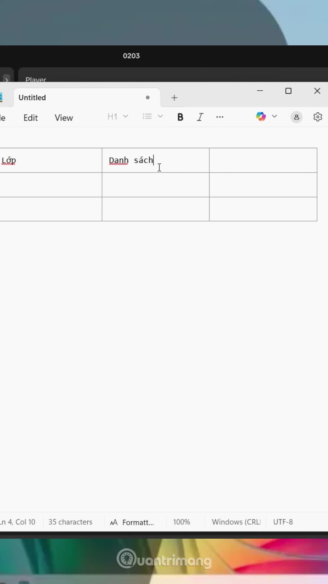 Hướng dẫn tạo bảng trong Notepad