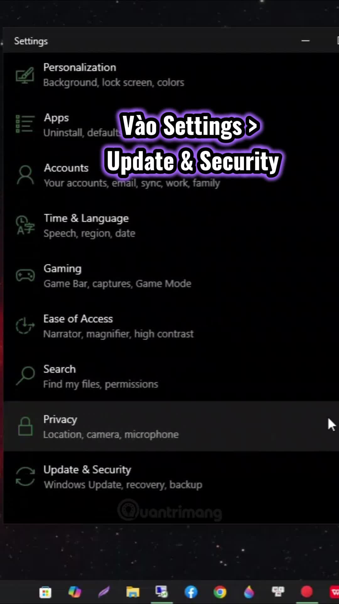 Sử dụng ứng dụng Settings để chạy Startup Repair trên Windows 10