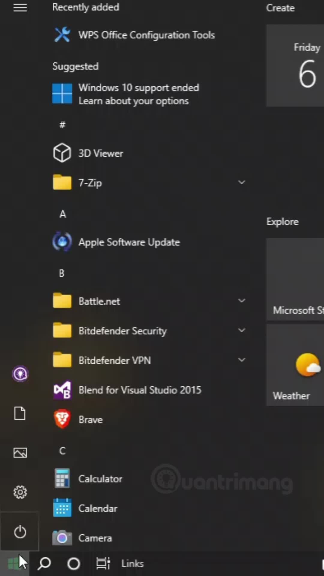 Sử dụng Menu Power trên Desktop để vào menu Startup Repair Windows 10