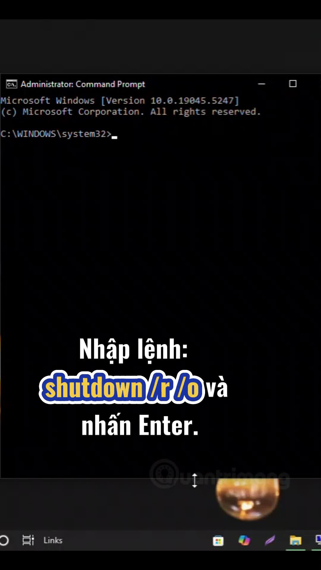 Sử dụng lệnh trong Command Prompt để chạy Startup Repair trên Windows 10
