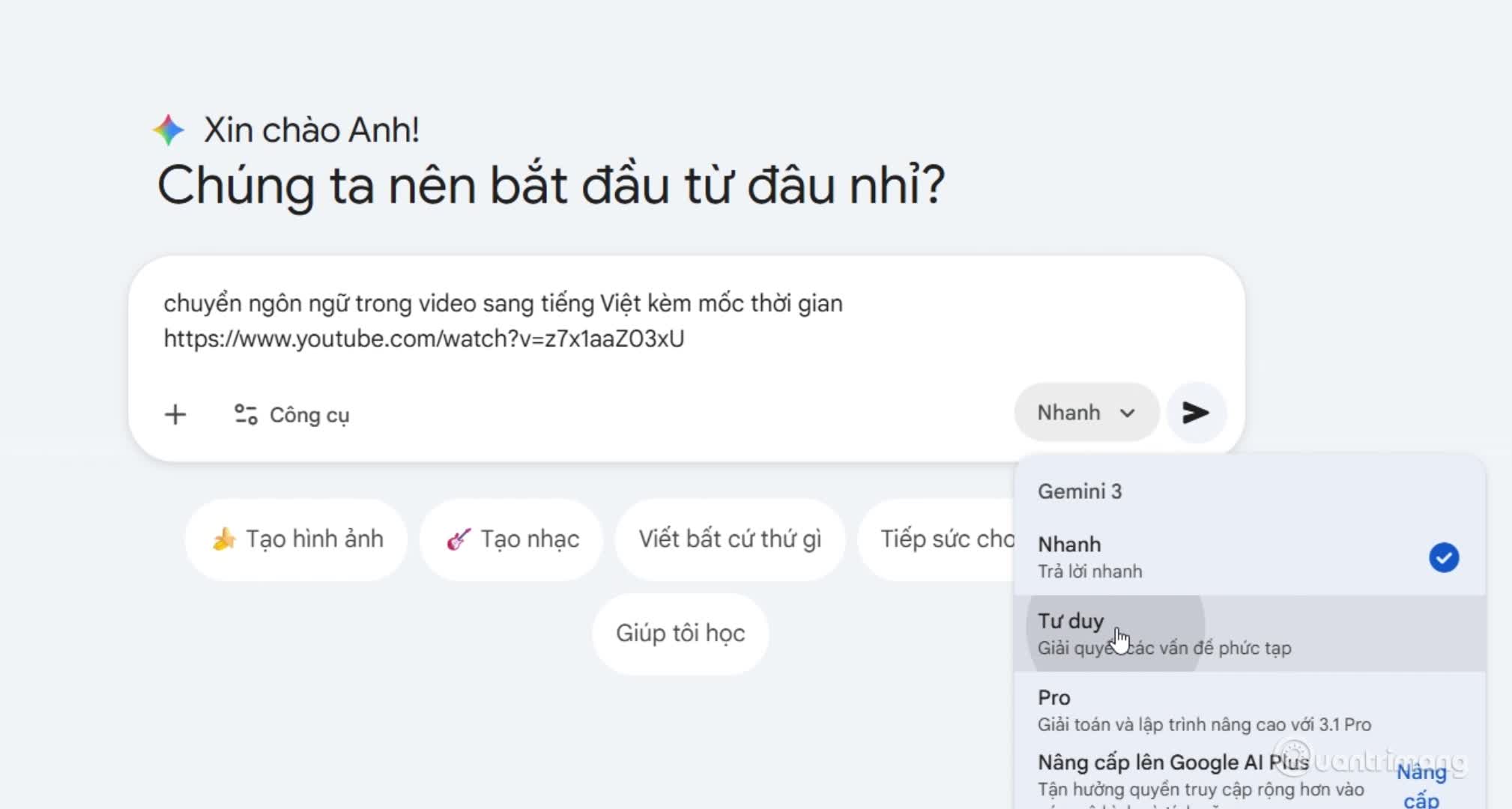 Hướng dẫn dịch video bằng Gemini 