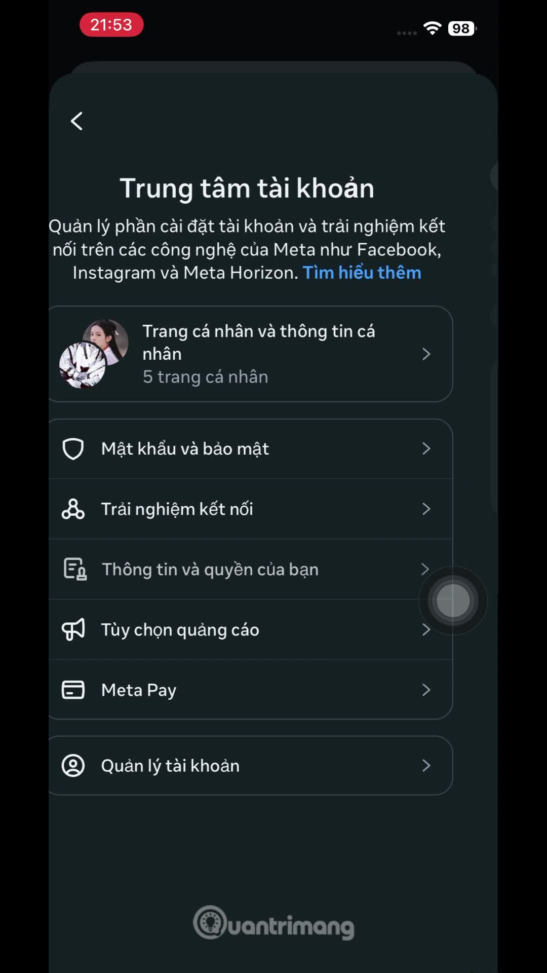 Hướng dẫn xuất dữ liệu cá nhân Instagram