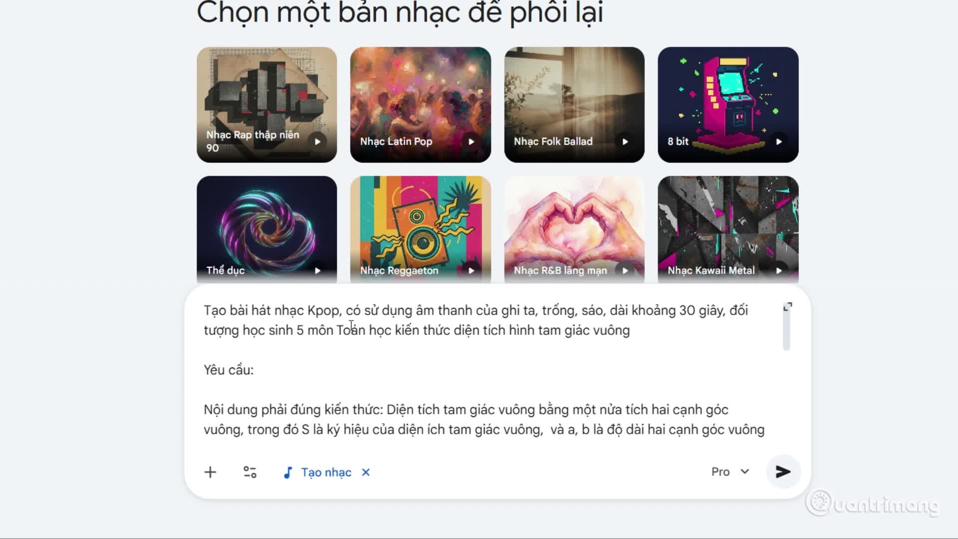 Biến nội dung bài học thành bài hát bằng Gemini