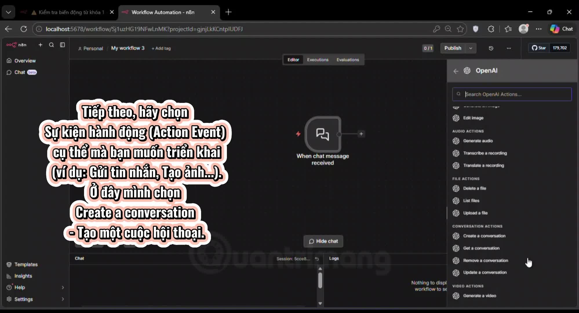 Hướng dẫn cách thêm và sử dụng Nút OpenAI (OpenAI Node) trong n8n