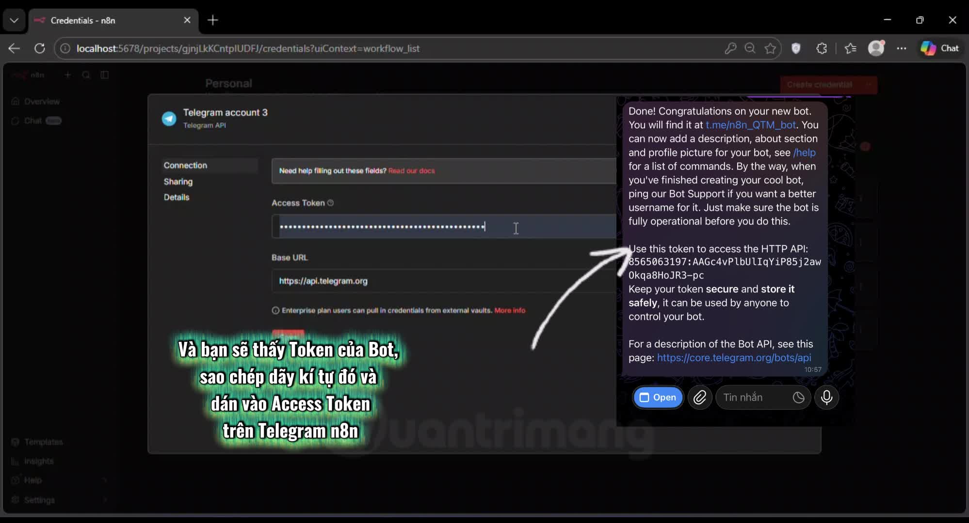 Hướng dẫn chi tiết cách tích hợp Telegram API vào n8n nhanh nhất