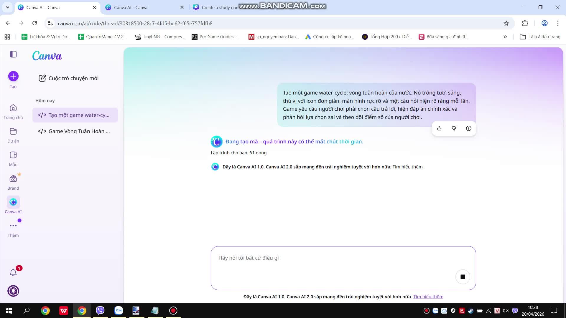 Video tạo game bằng Canva
