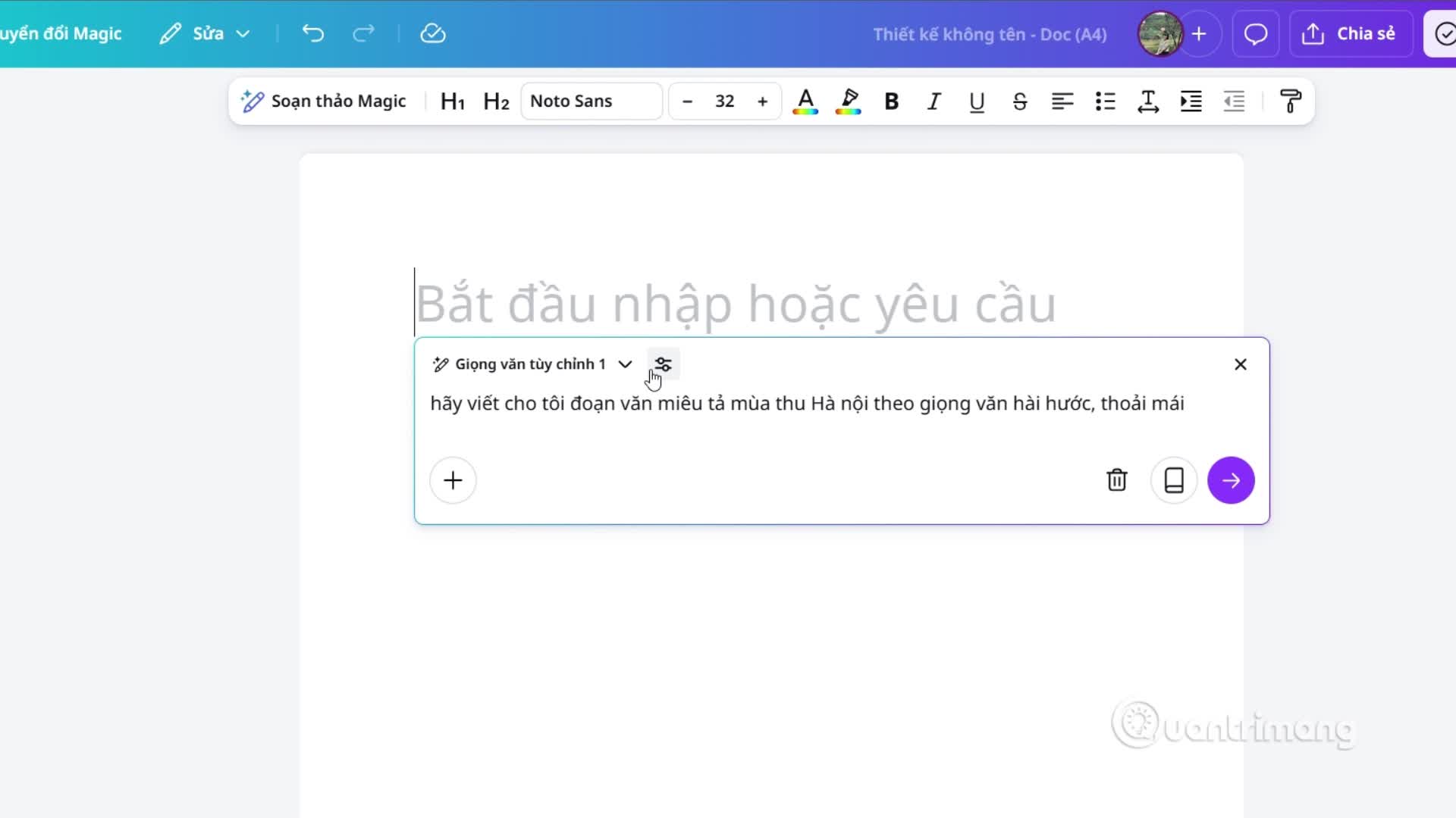 Dùng Magic Write trong Canva 