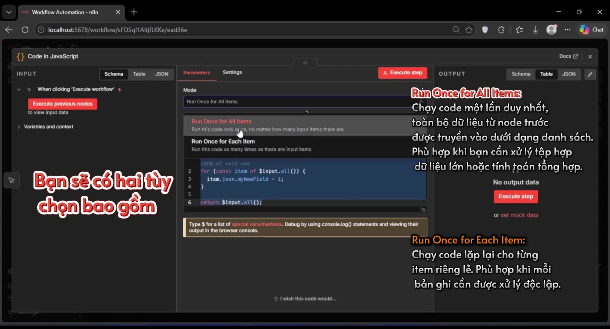 Cách chạy code Java Script trên n8n