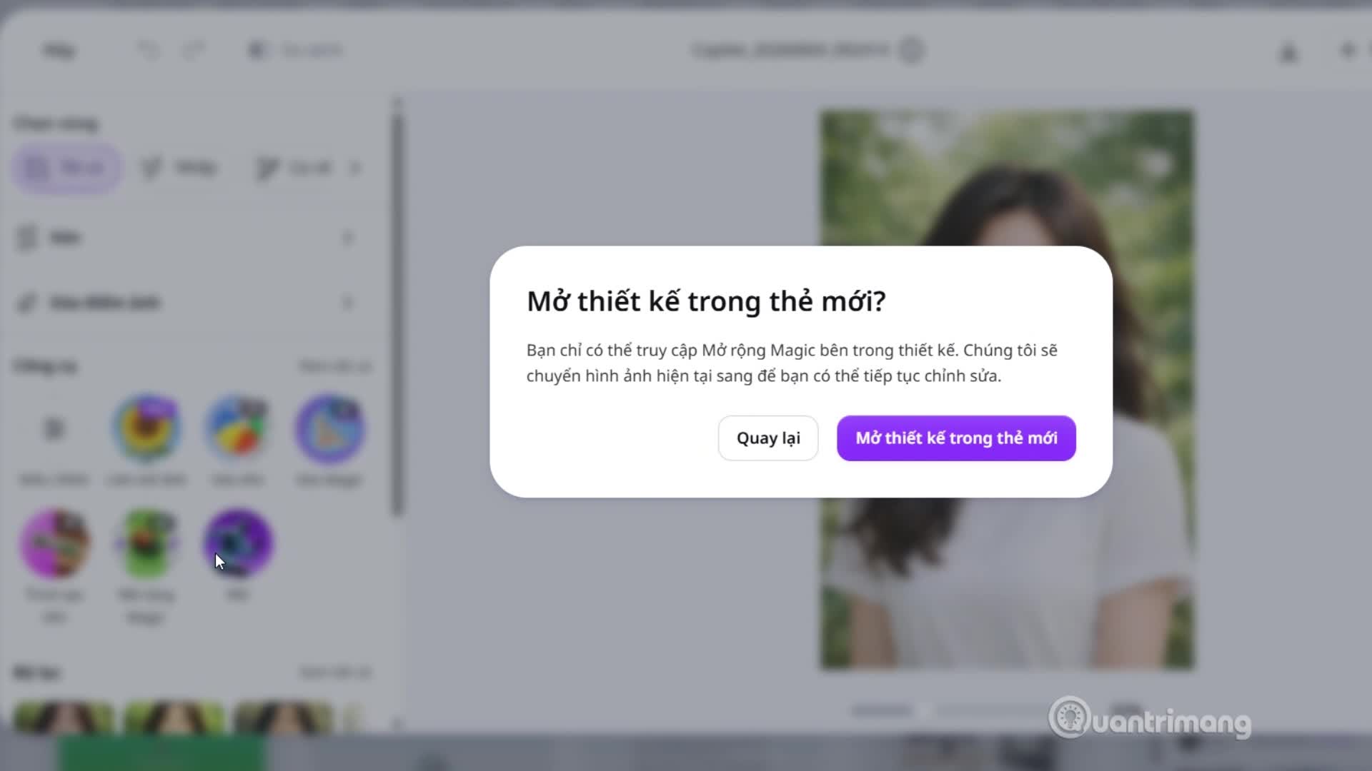Mở rộng hình ảnh bằng AI trên Canva
