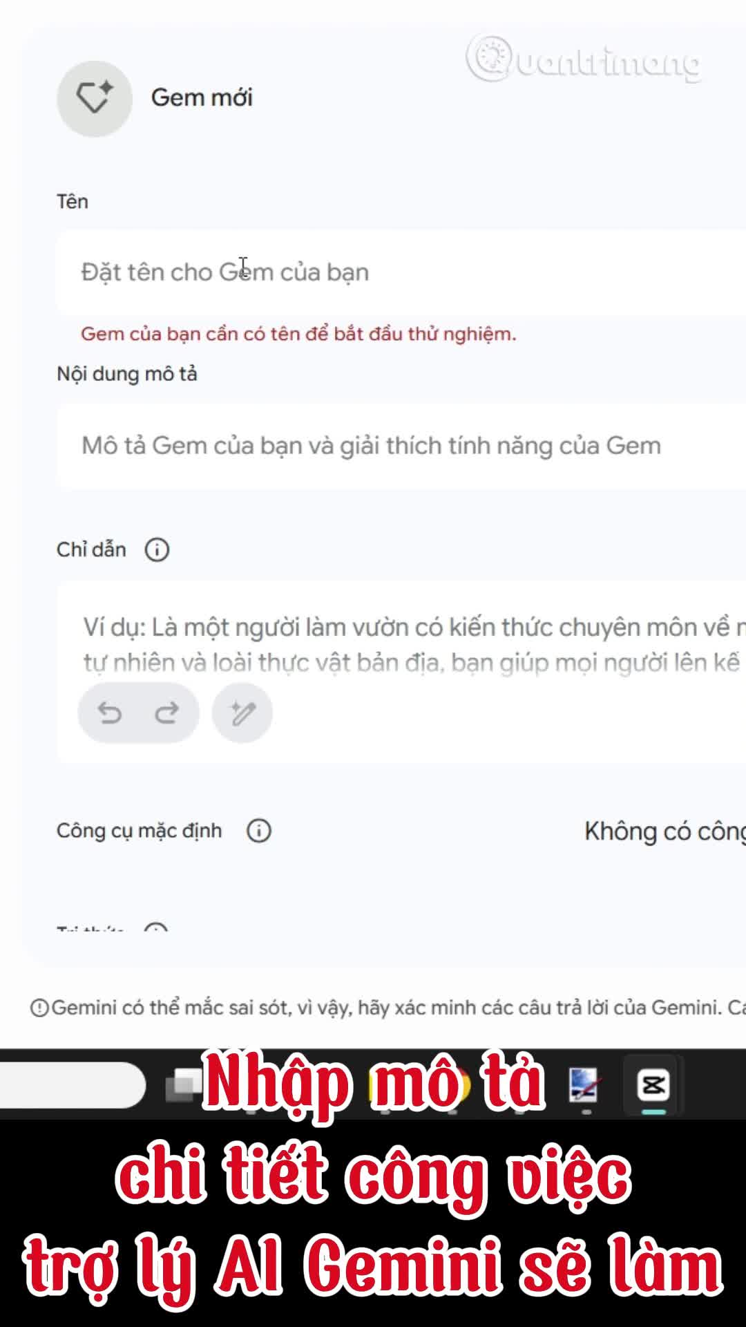 Tự tạo trợ lý AI trên Gemini