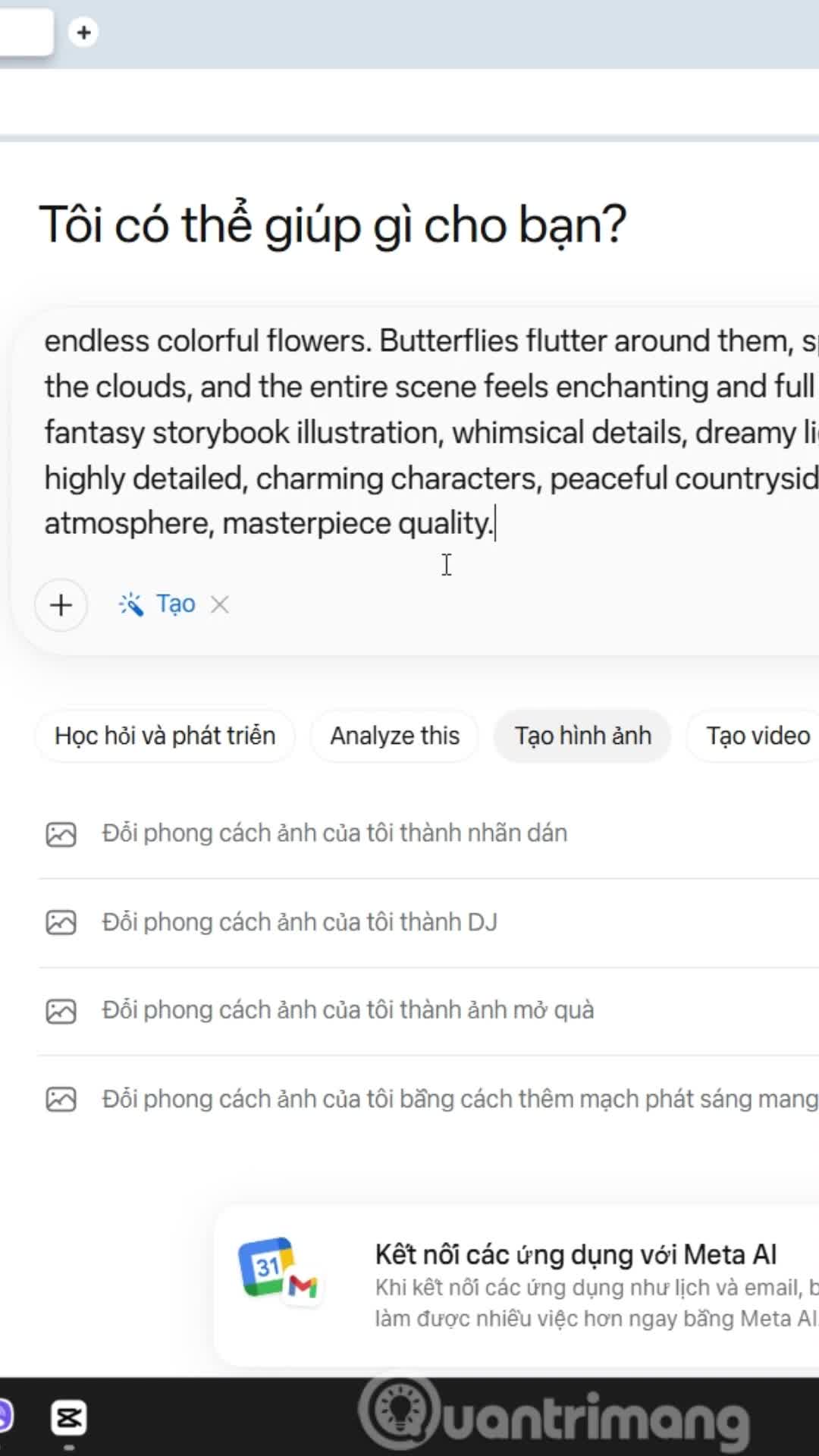 Tạo video từ ảnh trên Meta AI