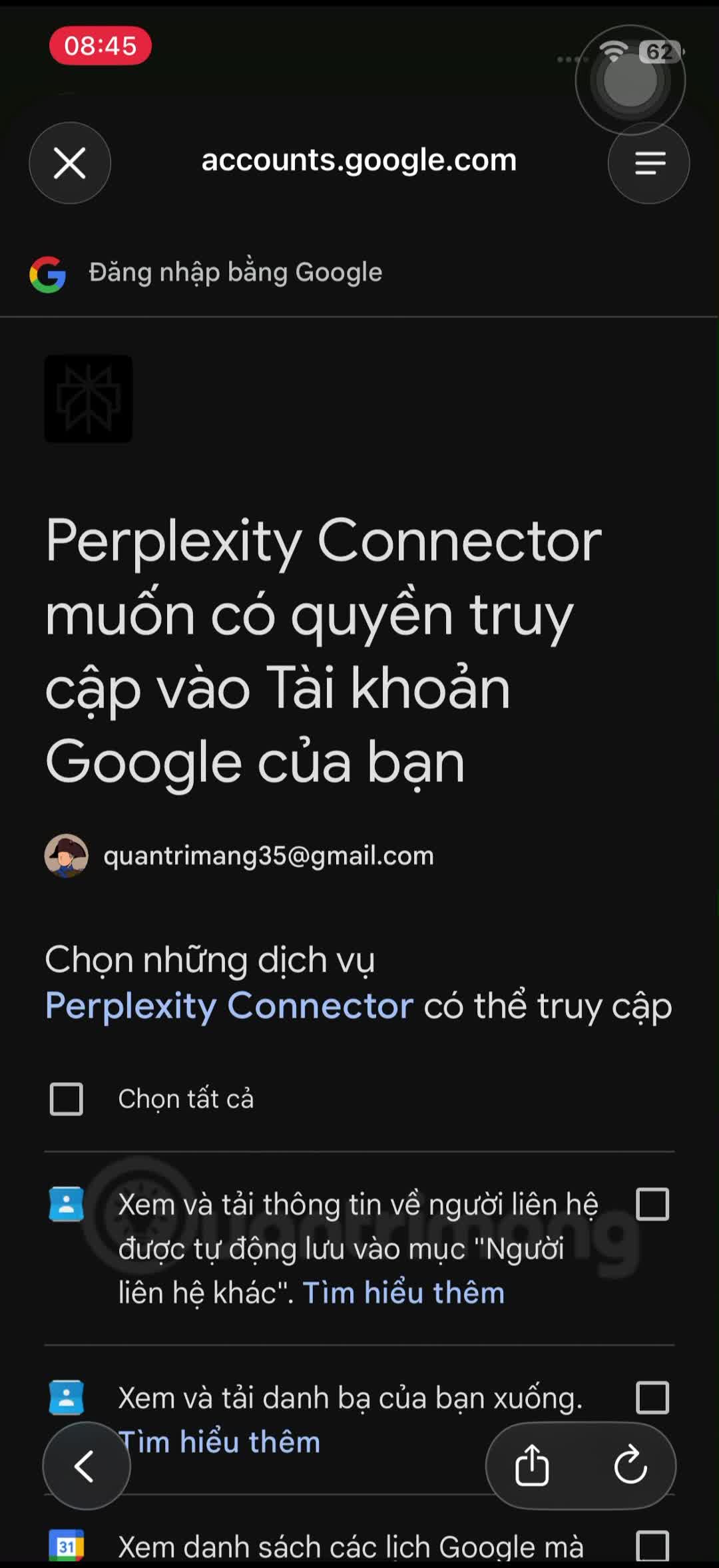 Cách tích hợp Google Calendar vào Perplexity