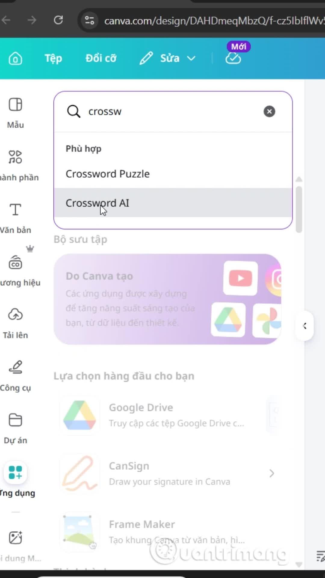 Tạo game ô chữ Crossword trên Canva 