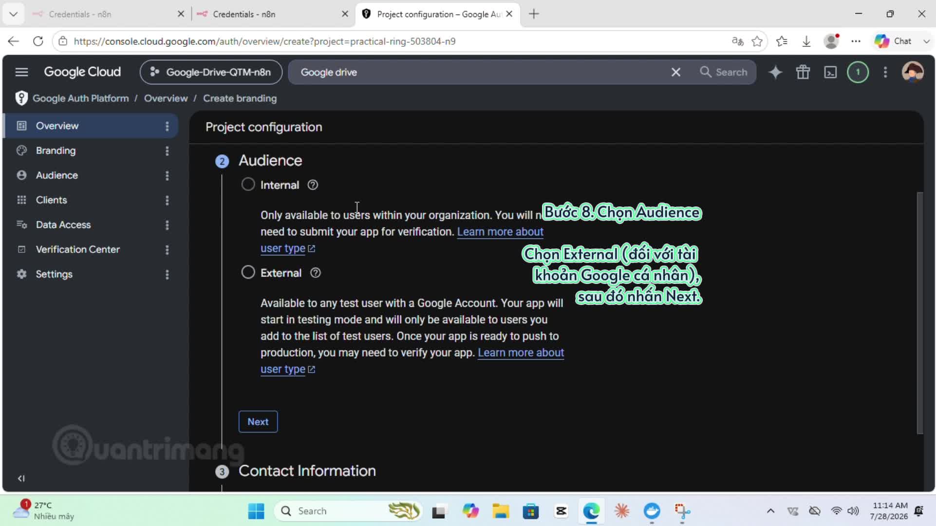 Cách thiết lập Google Drive trên n8n