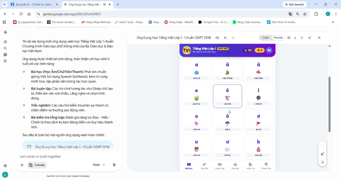 App tạo bằng Gemini